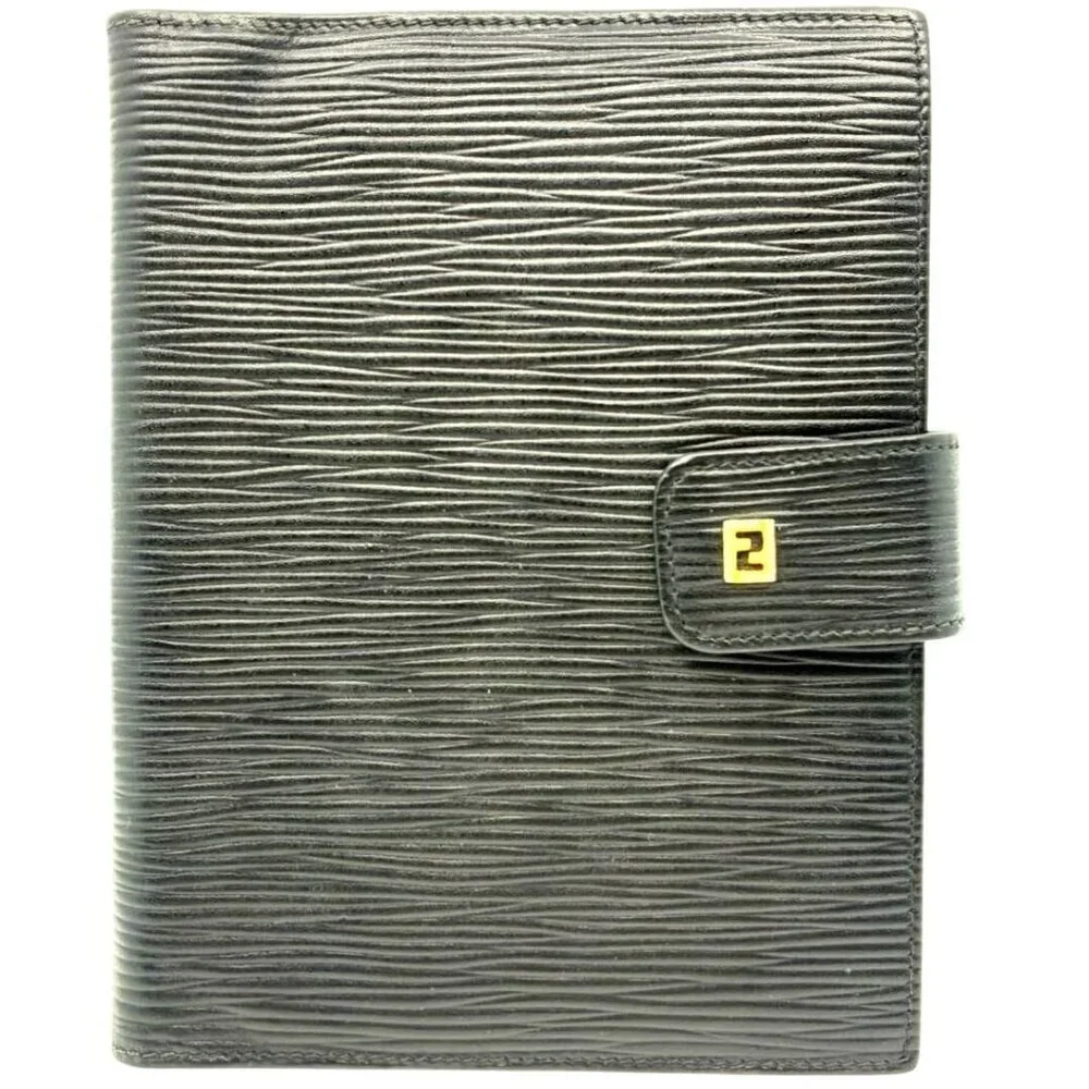 Fendi Epi Leather Agenda Pass Port Cover Case Notebook Black